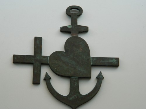 Altes bronze kreuz anker - bronze,