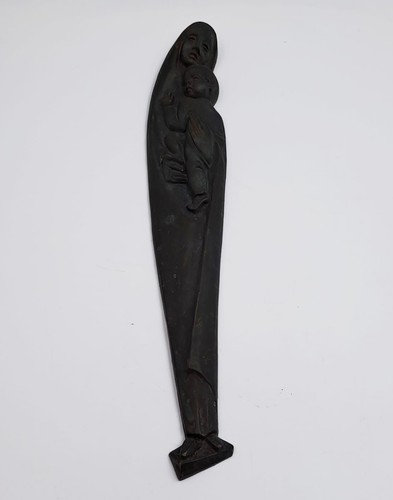 Relief maria mit kind bronze - maria,
